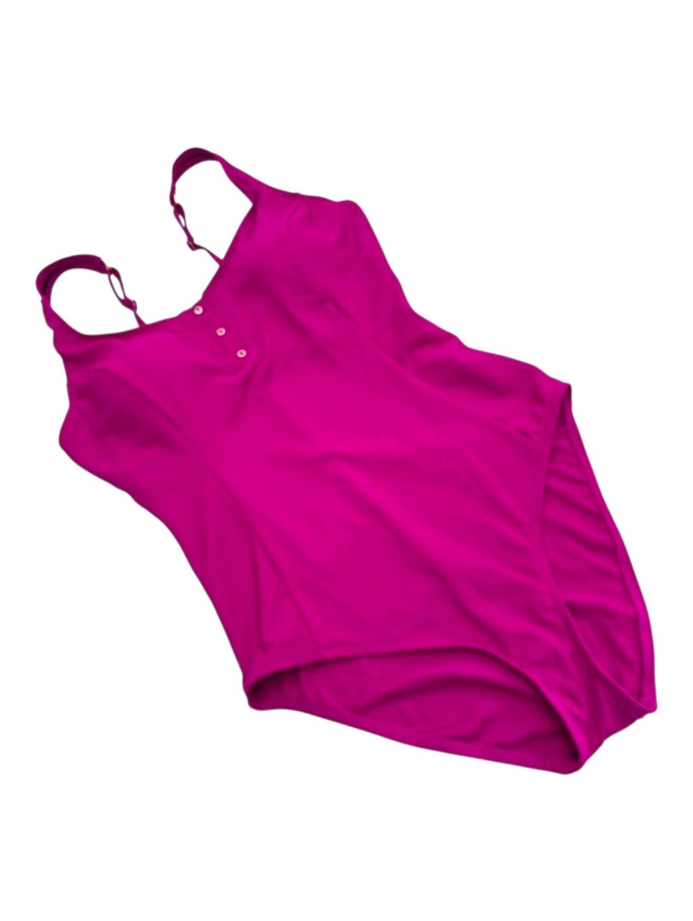Krista Women's Magenta Ribbed Texture Henley One Piece Swimsuit 16